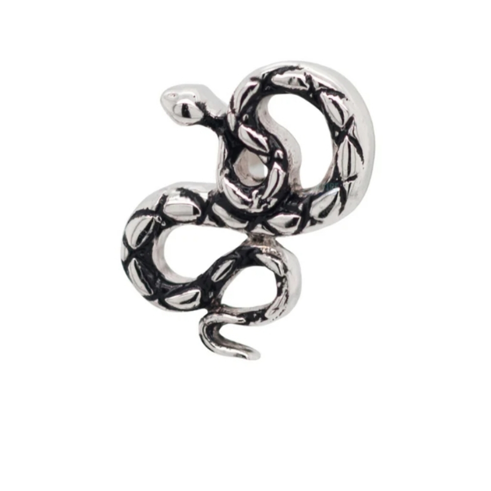BVLA 14k White Gold Coiled Snake Antiqued 16g / 18g Threaded End